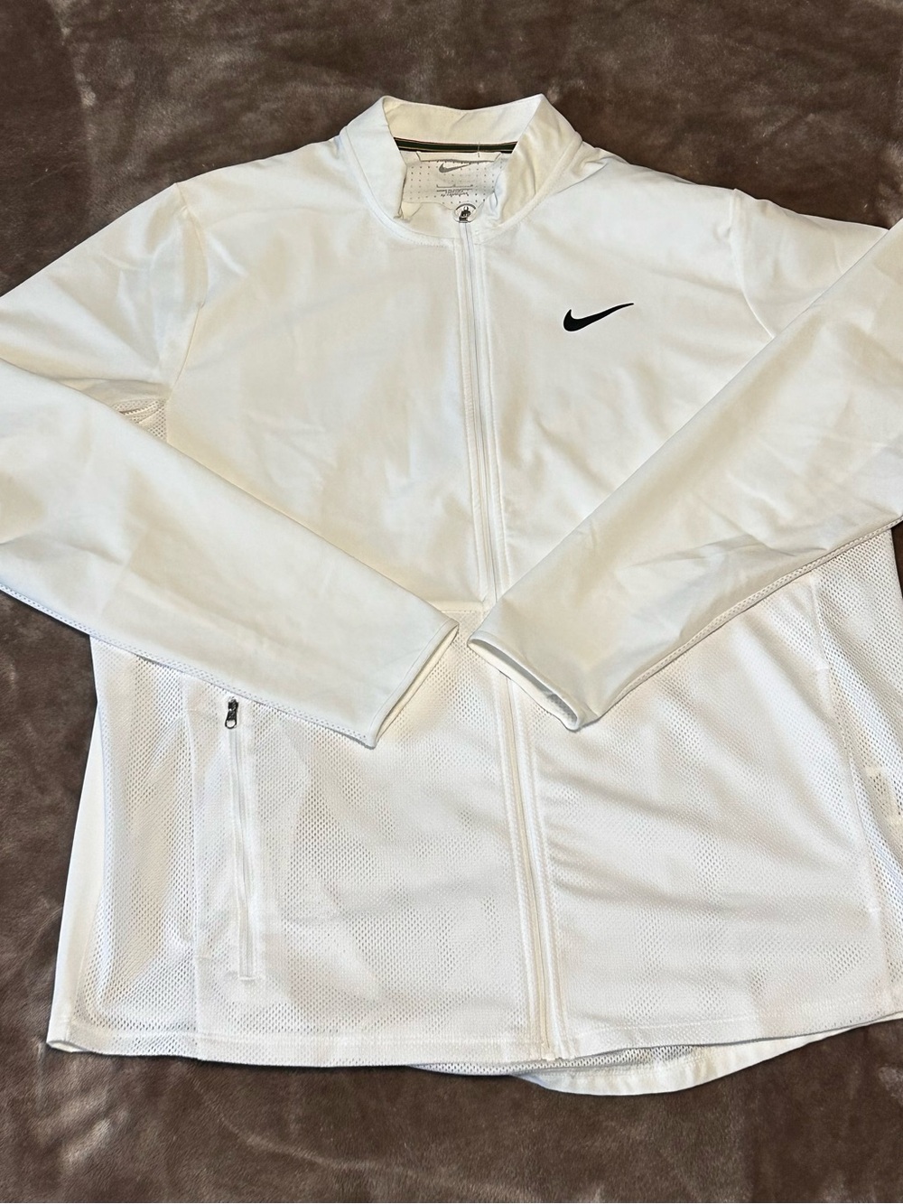 Nike White Full-Zip Athletic Jacket with Swoosh